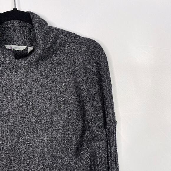 Athleta Large L Gray Transit Pullover Turtleneck Sweater Ribbed Long Sleeve - Picture 5 of 11